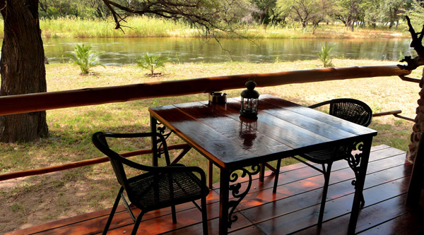 Terrace directly at the Okavango